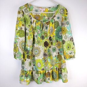 Liberty‎ of London for Target Bright Floral Peplum Hem Blouse SZ M